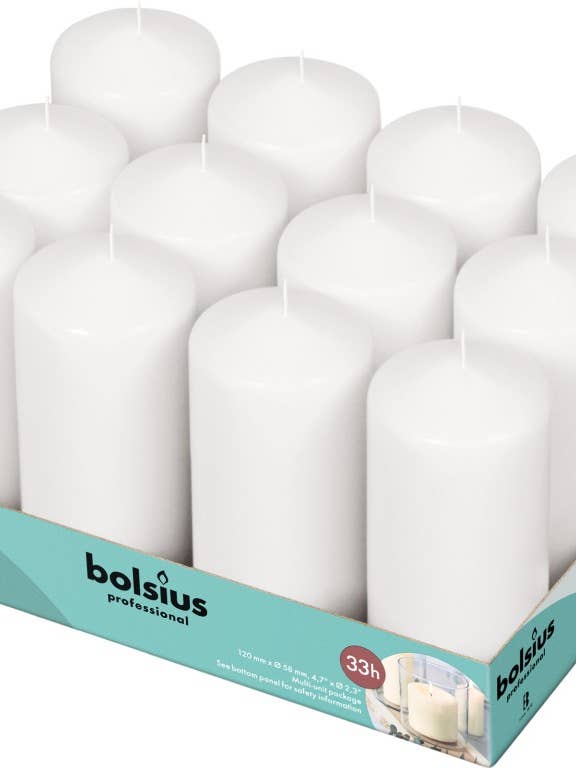 Gastlichkeit Stumpenkerzen 12 Stück, weiß, 12/6 Tray für den Großhandel von Sfeerpunt