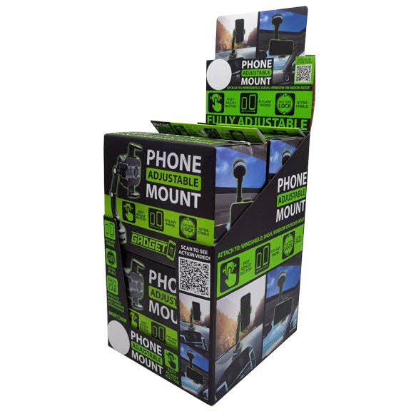 Novelty Brands - Wholesale Phone/Tablet Stand - Gadget Gear Suction Based Adjustable Phone Mount - 4/Display