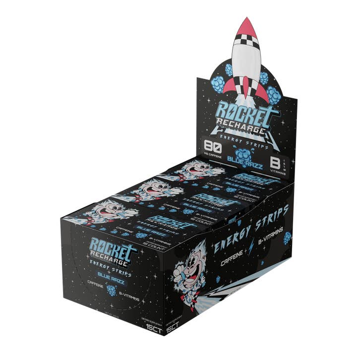 PharmaStrip USA - Wholesale Oral Supplement/Vitamin - Rocket Recharge BlueRazz Sublingual Strips (15 Count)
