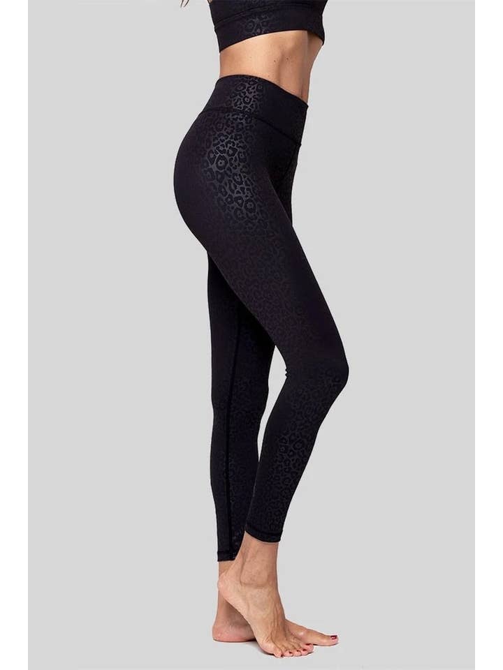 Belsize Activewear - Wholesale Athletic/Lounge Leggings - Women's - Black Leopard Leggings