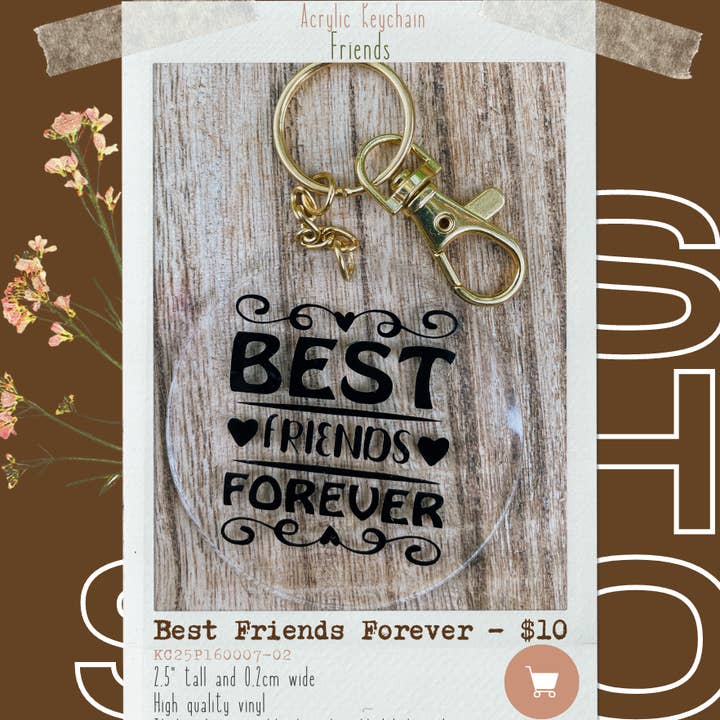 Llavero acrílico Best Friends Forever de 2.5 pulgadas para venta al por mayor de Acrylicool by Annie