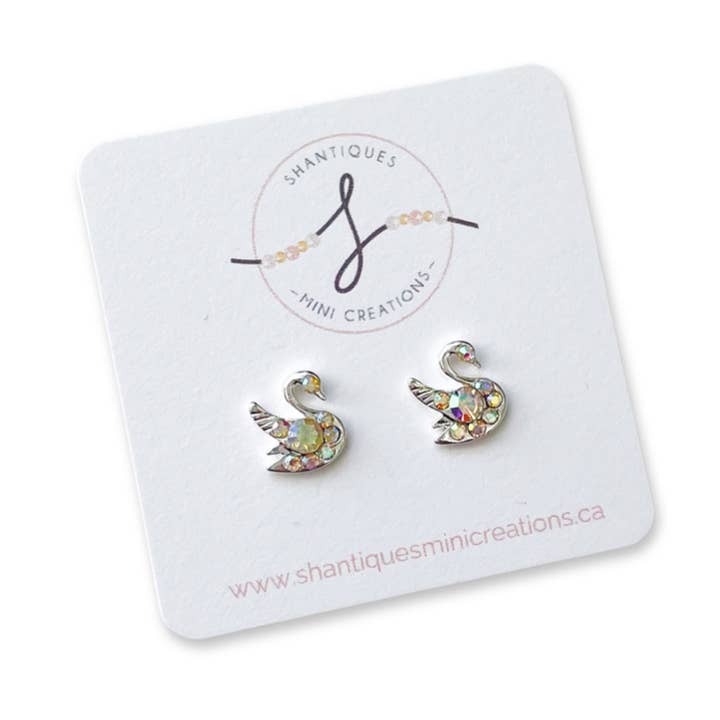 Boucles d'oreilles - cygne diamant pour la vente par Shantiques Mini Creations