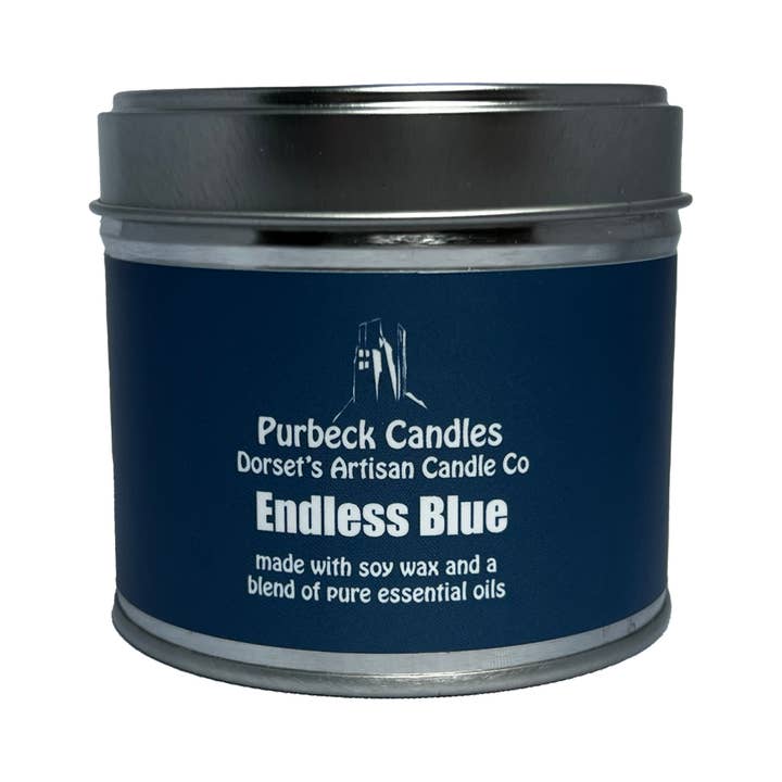 Purbeck Candles – wholesale Travel candles – Signature Range - Candle in a Tin - Endless Blue1