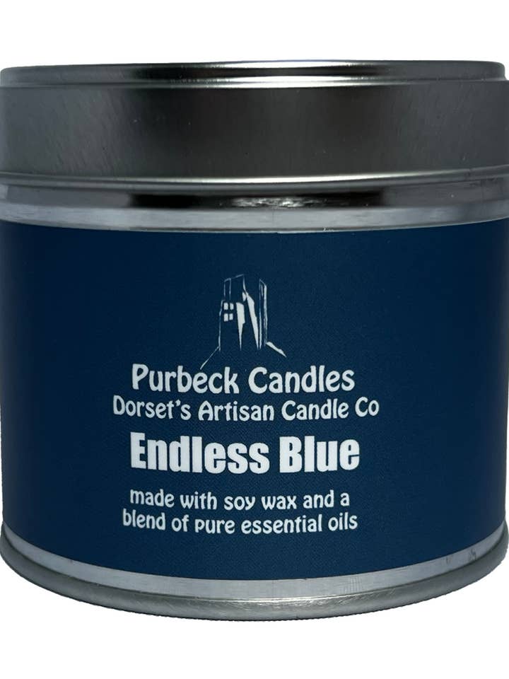 Signature Range Candle in a Tin - Endless Blue for wholesale by Purbeck Candles