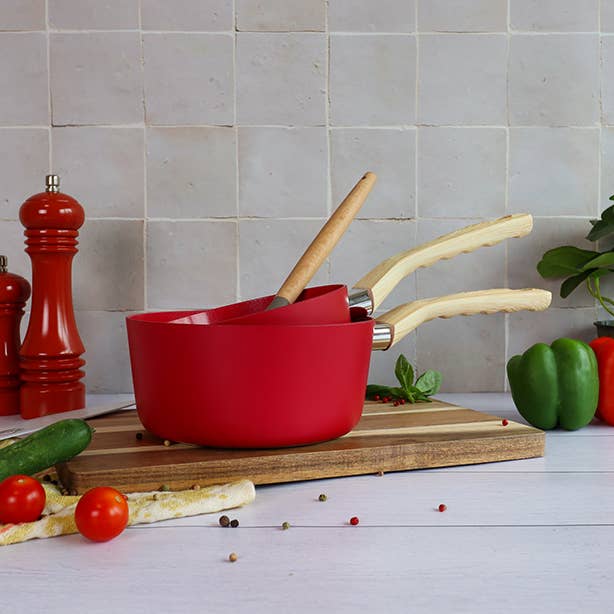 Menastyl - Vendita all'ingrosso Set di pentole - Set da 5 pezzi in alluminio magenta - compatibile con l'induzione1