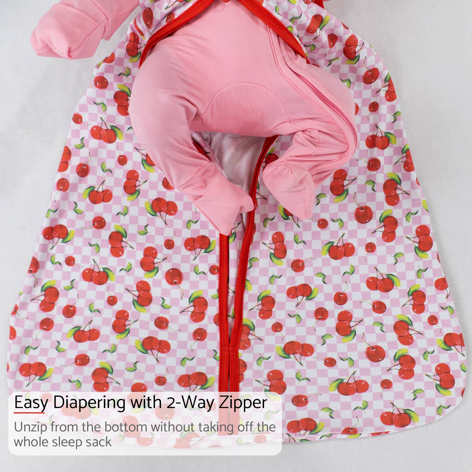 LollyBanks - Wholesale Sleepsack - Baby - Cherry on Top Baby Sleep Sack, 100% Organic Cotton3