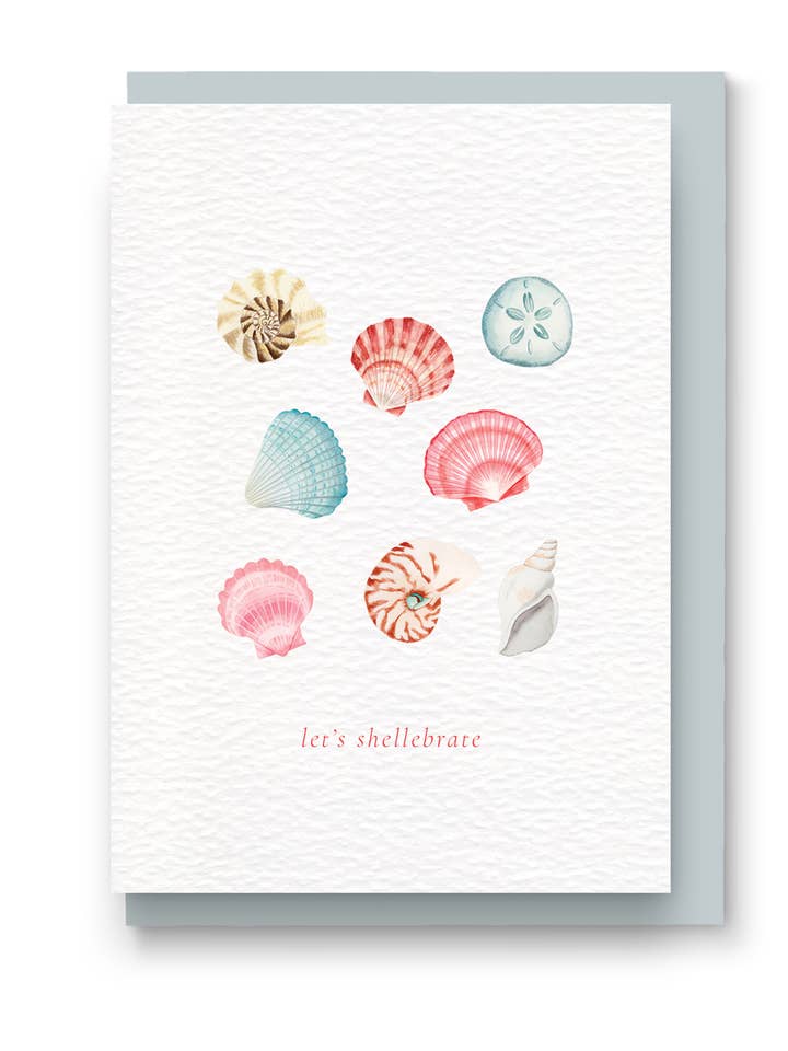 Costal Celebration Card with Shells for wholesale by Kate Hall Design