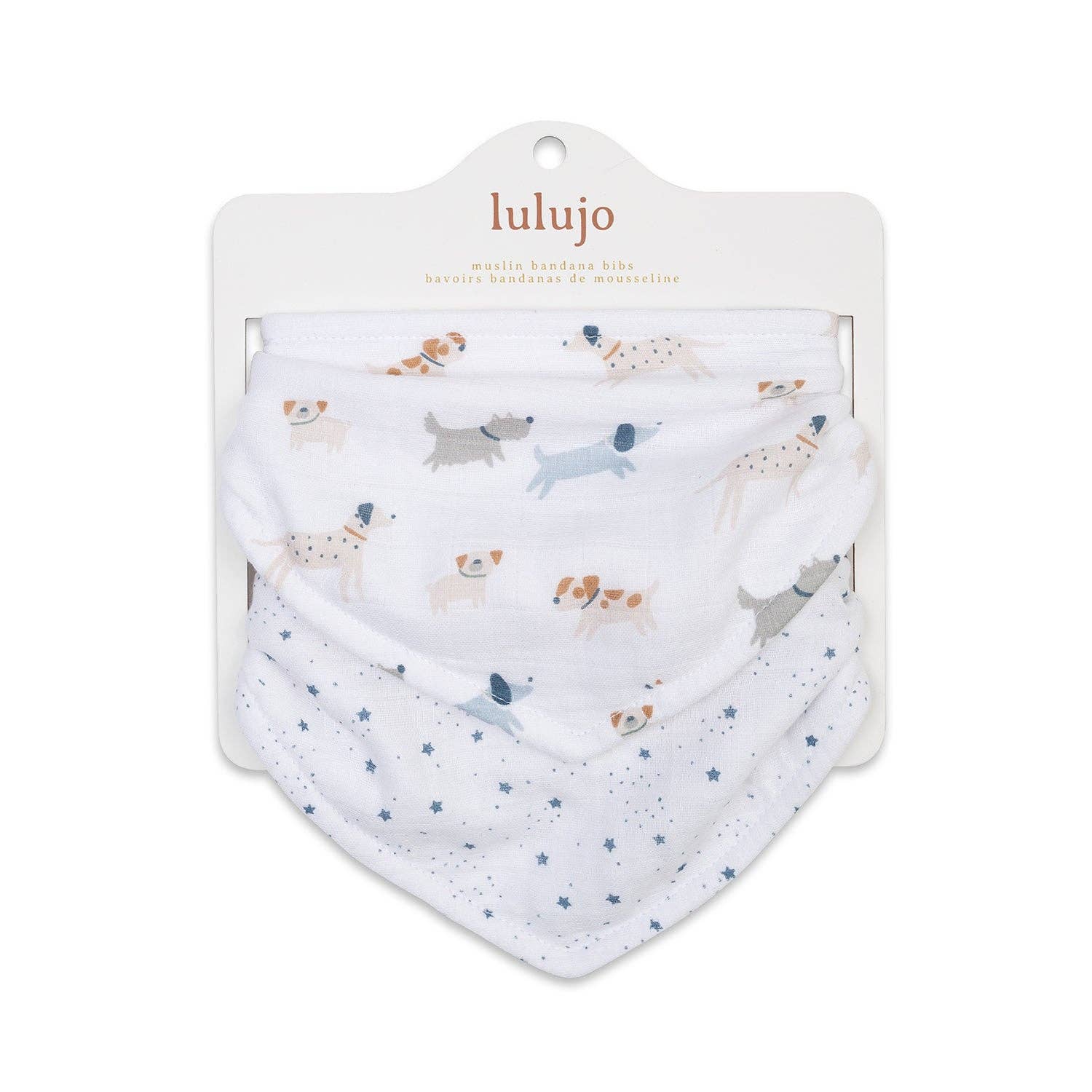 Wild Seven Holdings Ltd – wholesale Bandana bib – Lulujo - Bandana Bib - Puppy Dog & Stars - 2 Pack