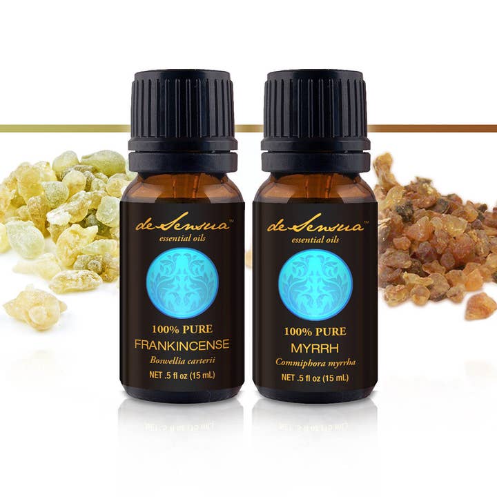 FRANKINCENSE AND MYRRH ESSENTIAL OIL GIFT SET - A Stylish Gift of Real Substance, with these Oils of 100% Proven Purity for wholesale by deSensua Oils