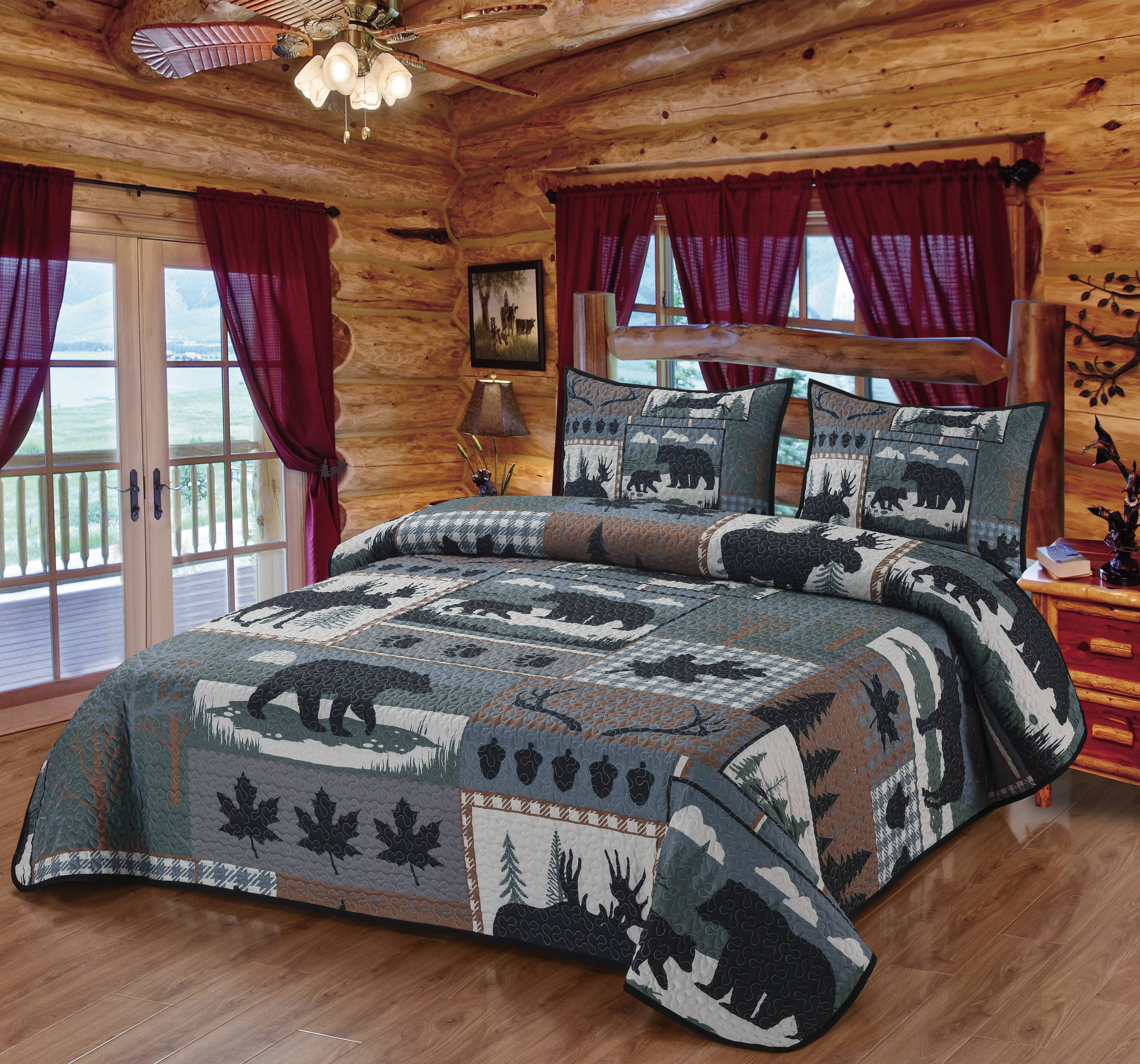 De Leon Collections - Wholesale Bedding Set - Woodland Forest Patchwork Plaid Decorative Quilt Bedding Set1