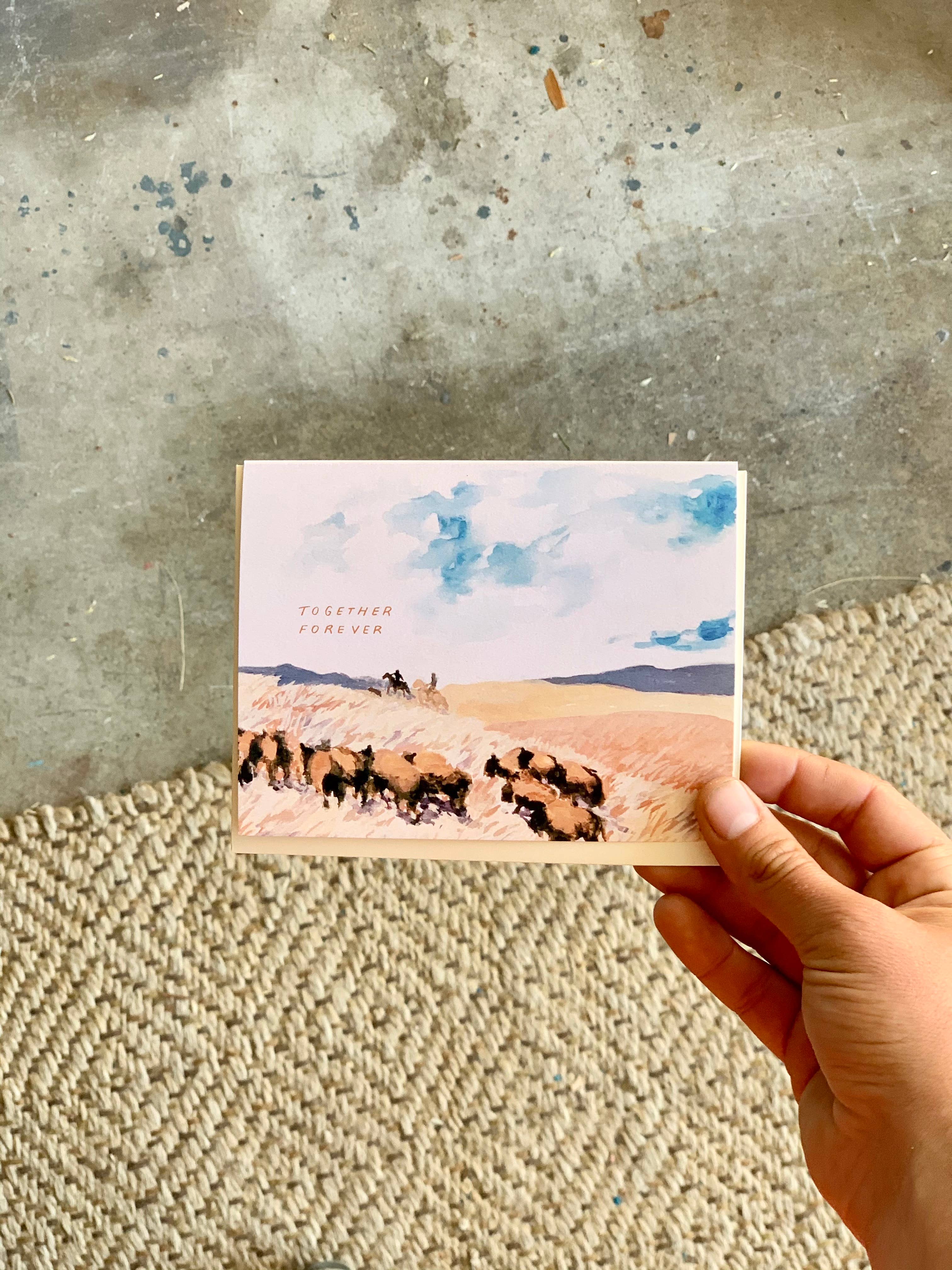 Little Salt Wagon – Großhandel Liebeskarte – Together Forever Bison Love Western Country Rancher-Karte6