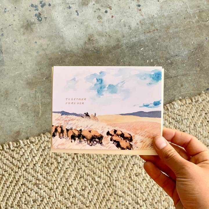 Little Salt Wagon – Cartão de amor por atacado – Cartão Juntos para Sempre Bison Love Western Country Rancher6