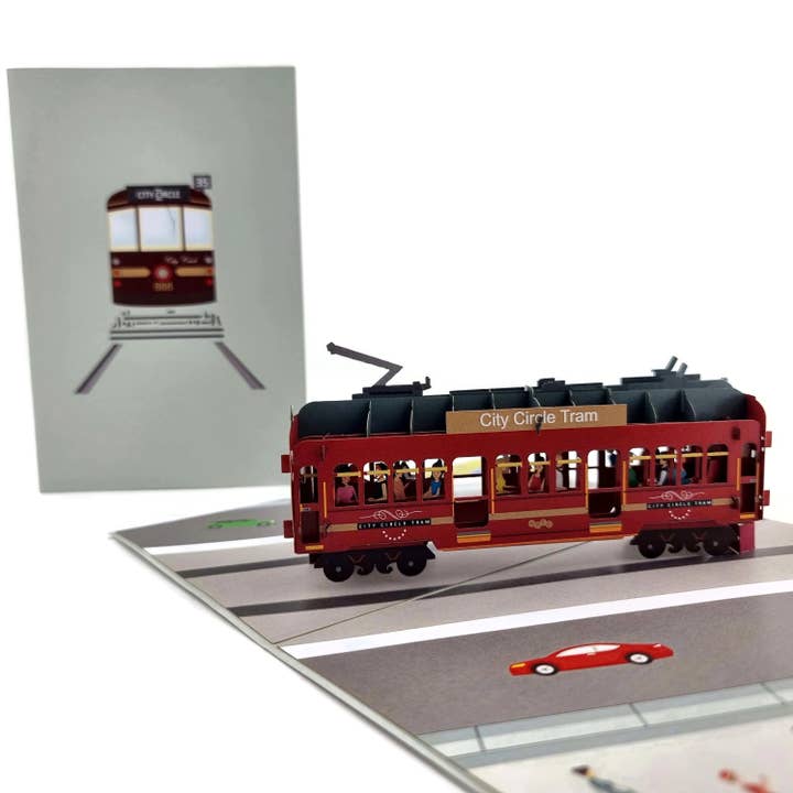 Color Pop Cards - Wholesale Everyday greeting card - Melbourne City Circle Tram Pop-Up Card2
