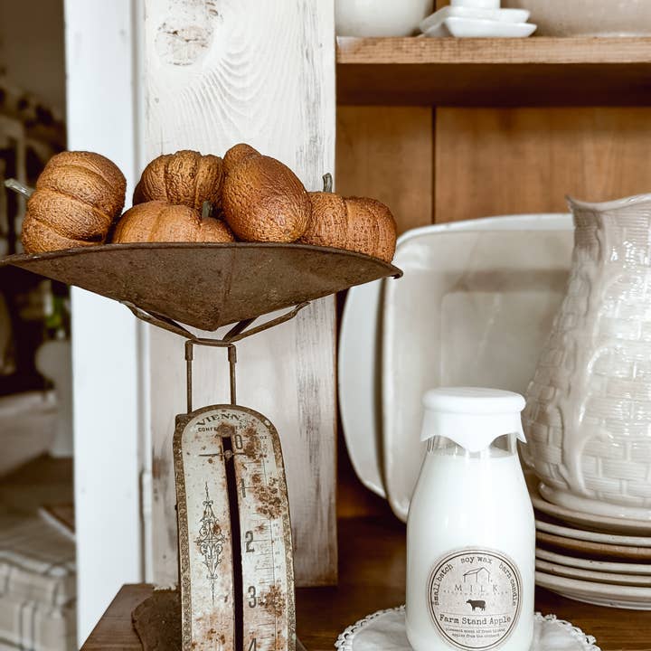 Milk Reclamation Barn - Wholesale Jar/filled candle - Milk Bottle Candle Farm Stand Apple4