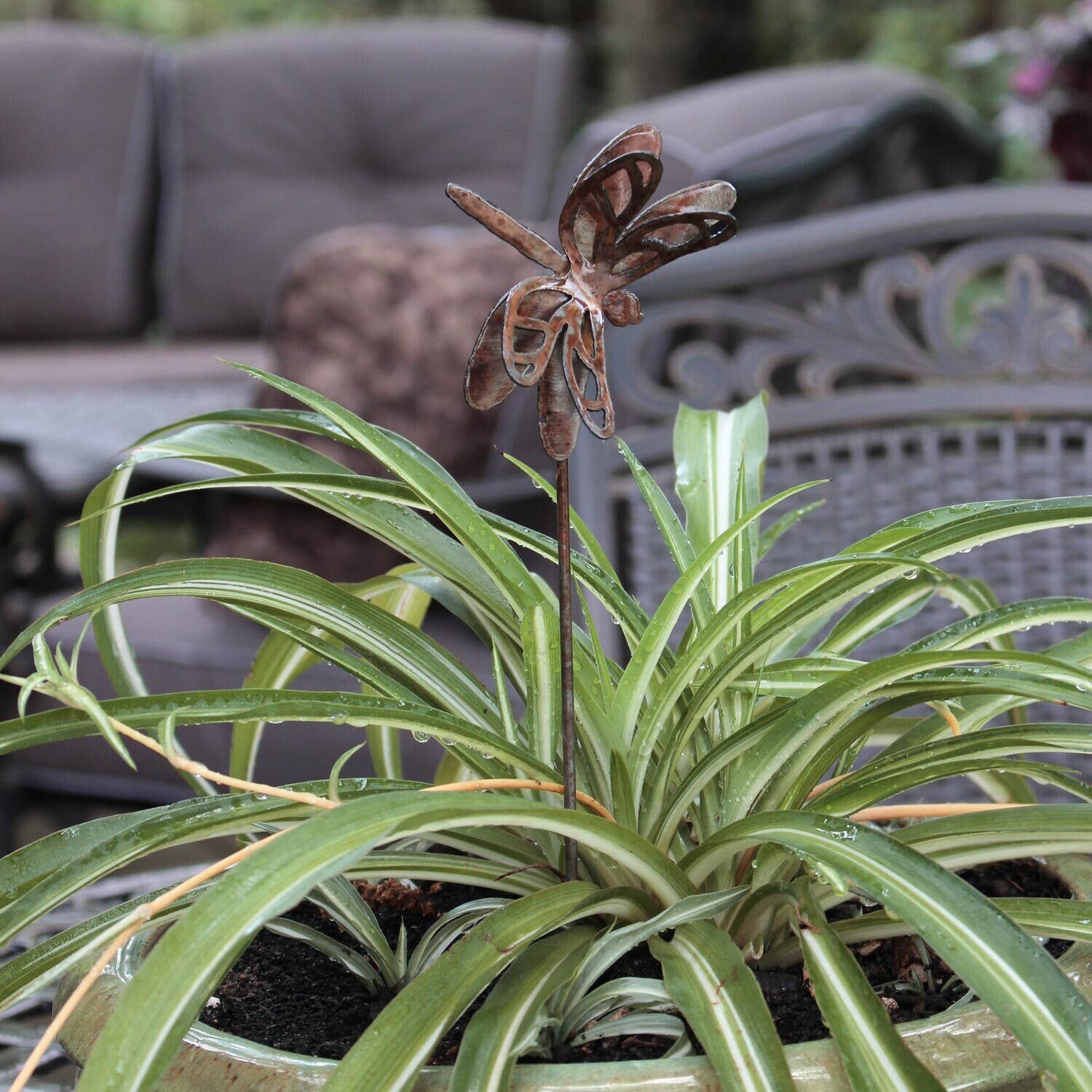 Rustic Metalz - Wholesale Tuin/gazongrondpennen/pinnen - Dragonfly - Dragonfly tuinpaal voor binnen en buiten voor planten3