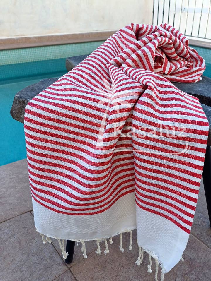 Fouta Atlantique Rød bikube 100% bomuld for engroshandel hos KASALUZ