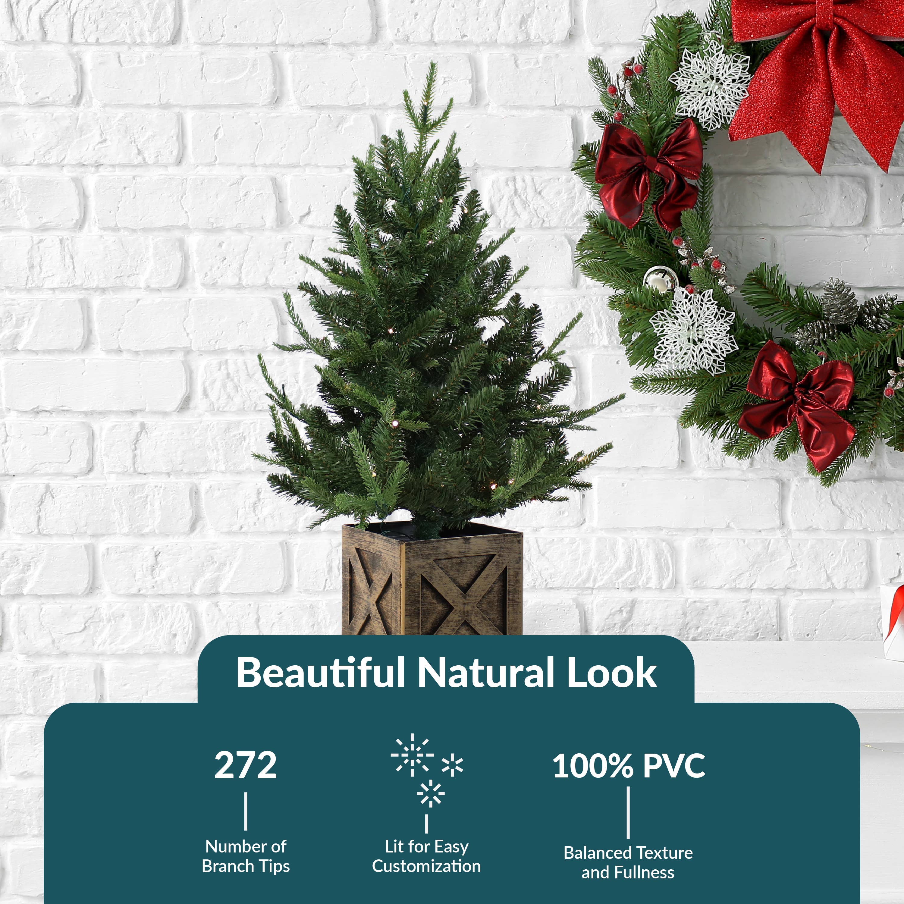 Sunnydaze Decor - Vente Sapin de Noël artificiel - Sapin de Noël artificiel pré-éclairé d'intérieur style ferme - 3 pieds2