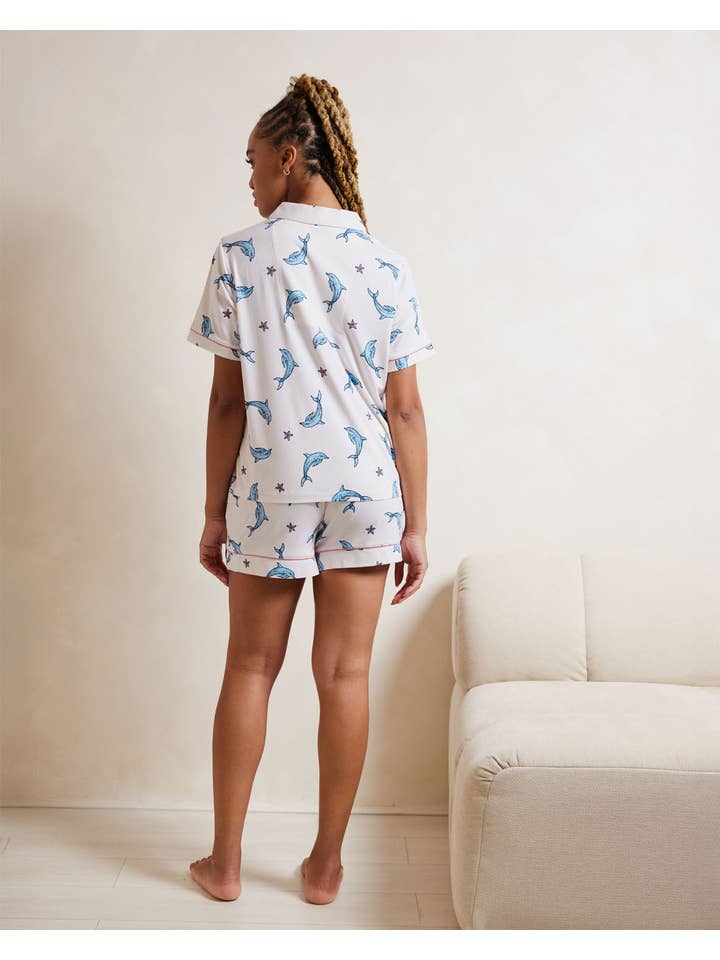 Off White Dolphin Print Short Pyjama Set for wholesale on Faire4
