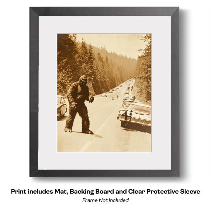 Mowbi - Vendita all'ingrosso Stampa artistica - Tipo Tosto, Bigfoot: Credi in Te Stesso - Stampe d'Arte di Criptidi - Stampe di Bigfoot – Opera d'Arte 8″x8″ in Passepartout 12″x12″12