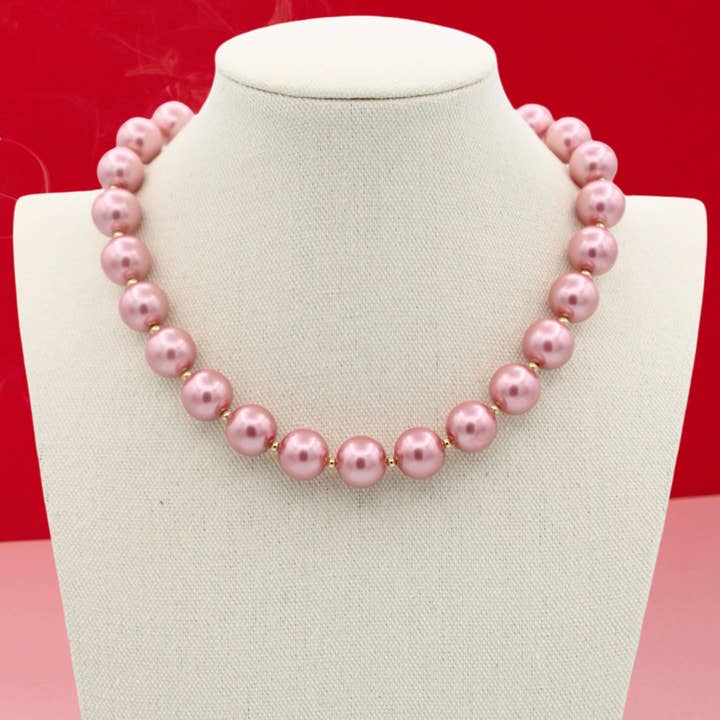 Party Pearls Necklace, Pink Cosmo for wholesale by Traci's Beads