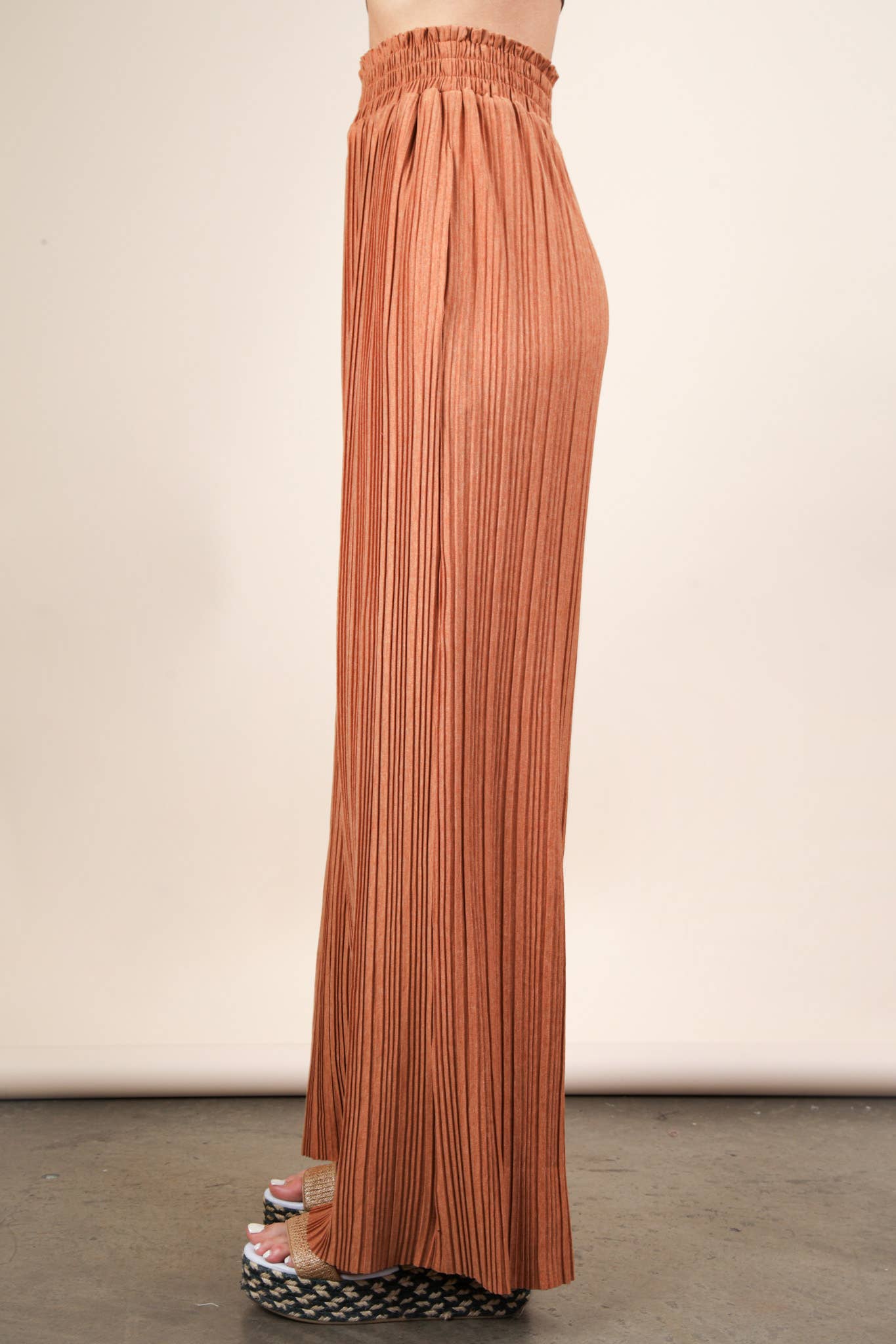 VERY J - Wholesale Pants - Women's - NP70826-Leopard Print & Solid Wide Leg Pleated Pants9