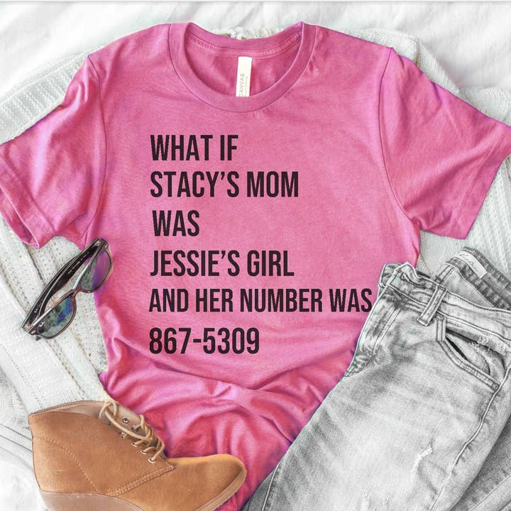 Maglietta grafica vintage della band musicale divertente anni '80 '90 di Stacy's Mom per la vendita all'ingrosso da parte di Par.tees by Party On!