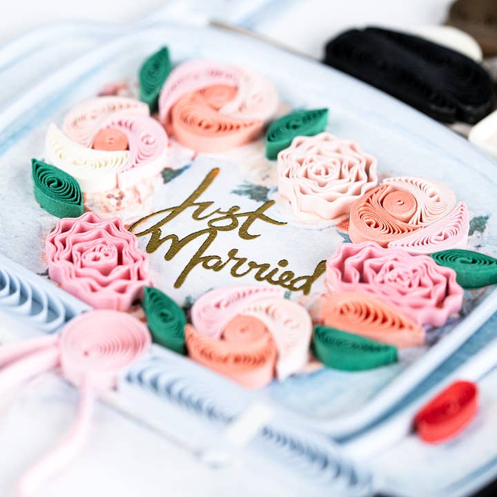 Quilling Card - Wholesale Wedding Card - Quilled Just Married Car Wedding Card2