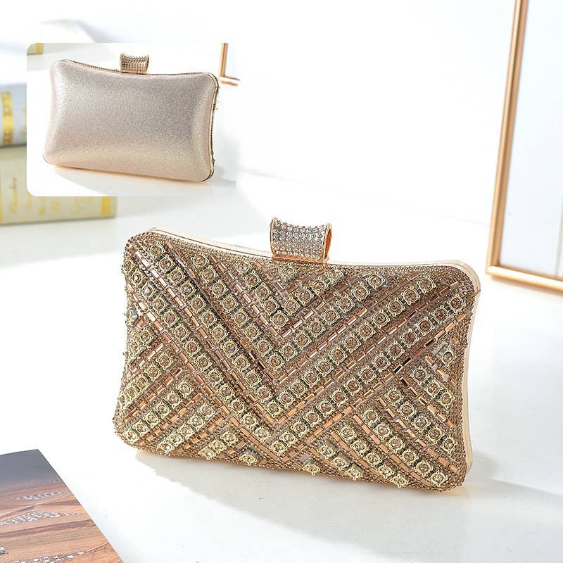 PEACH ACCESSORIES - Wholesale Clutch Bag - Women's - Crystals Stones Evening Clutch Bag 503012