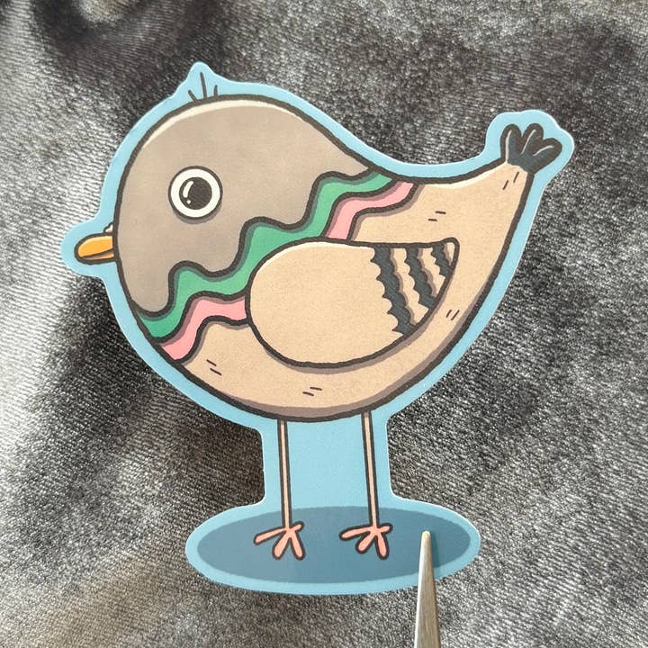 Cute Pigeon Meme Vinyl Sticker for Laptop & Bottle for wholesale by Hawburns Studio