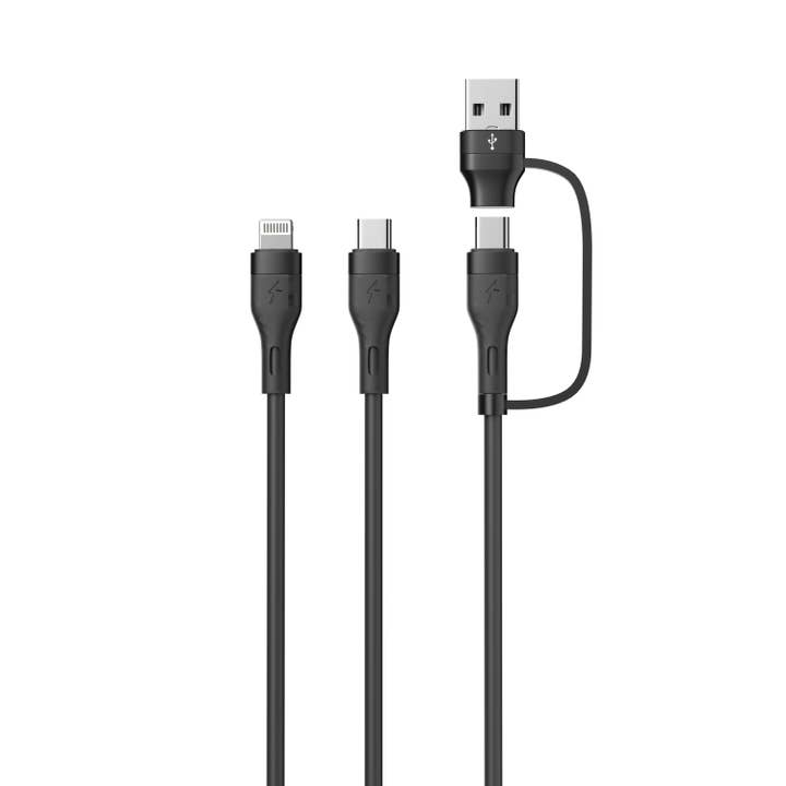 LAX Gadgets - Wholesale Charging Cable - 4-in-1 USB-A/USB-C to USB-C and Iphone Cables-Retail Pack12