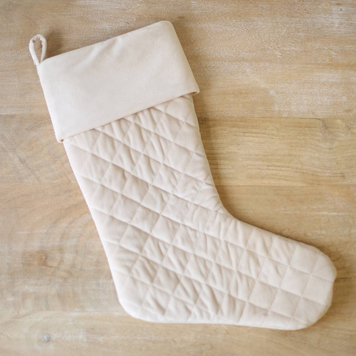 The Royal Standard - Wholesale Holiday Stocking - Quilted Stocking   Cream   7x211