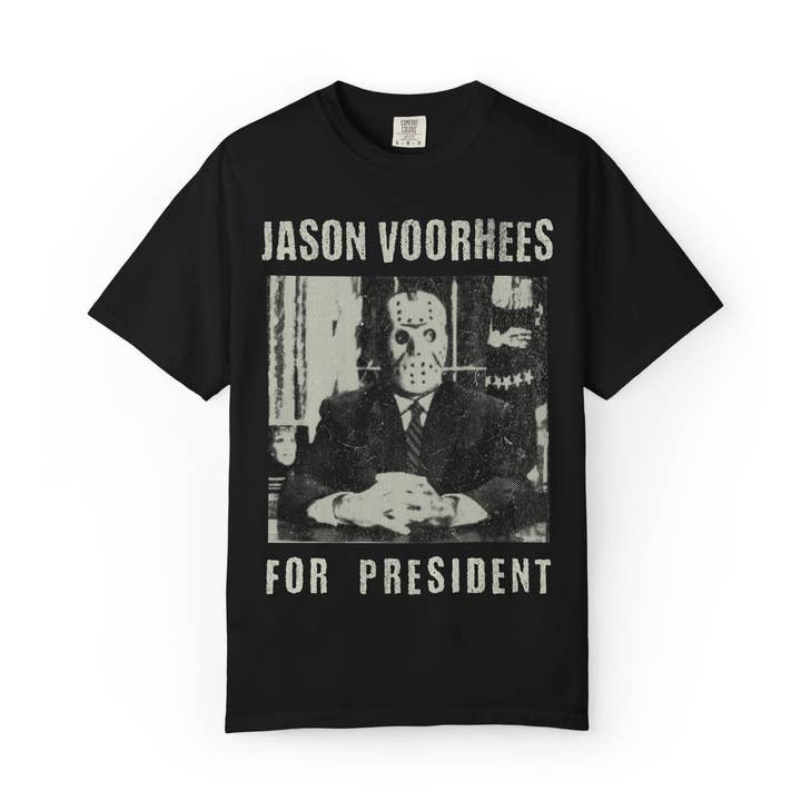 Vintage Jason Voorhees For President Tee - Retro Horror Apparel for wholesale by KILLER RETRO