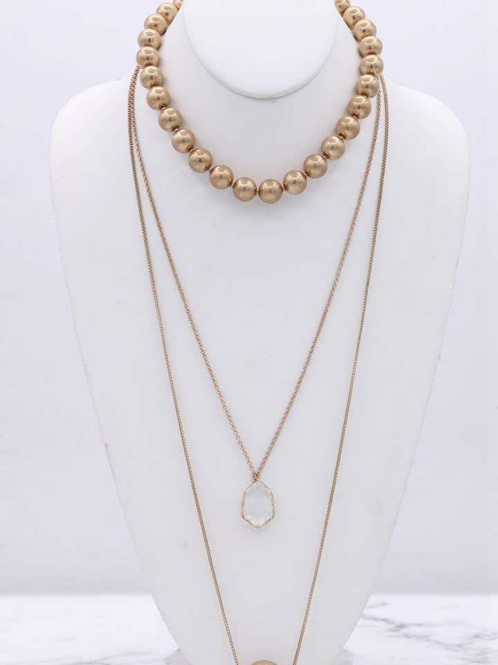 Dual Layer Polished Metal Ball Necklace for wholesale by Mint & Shine
