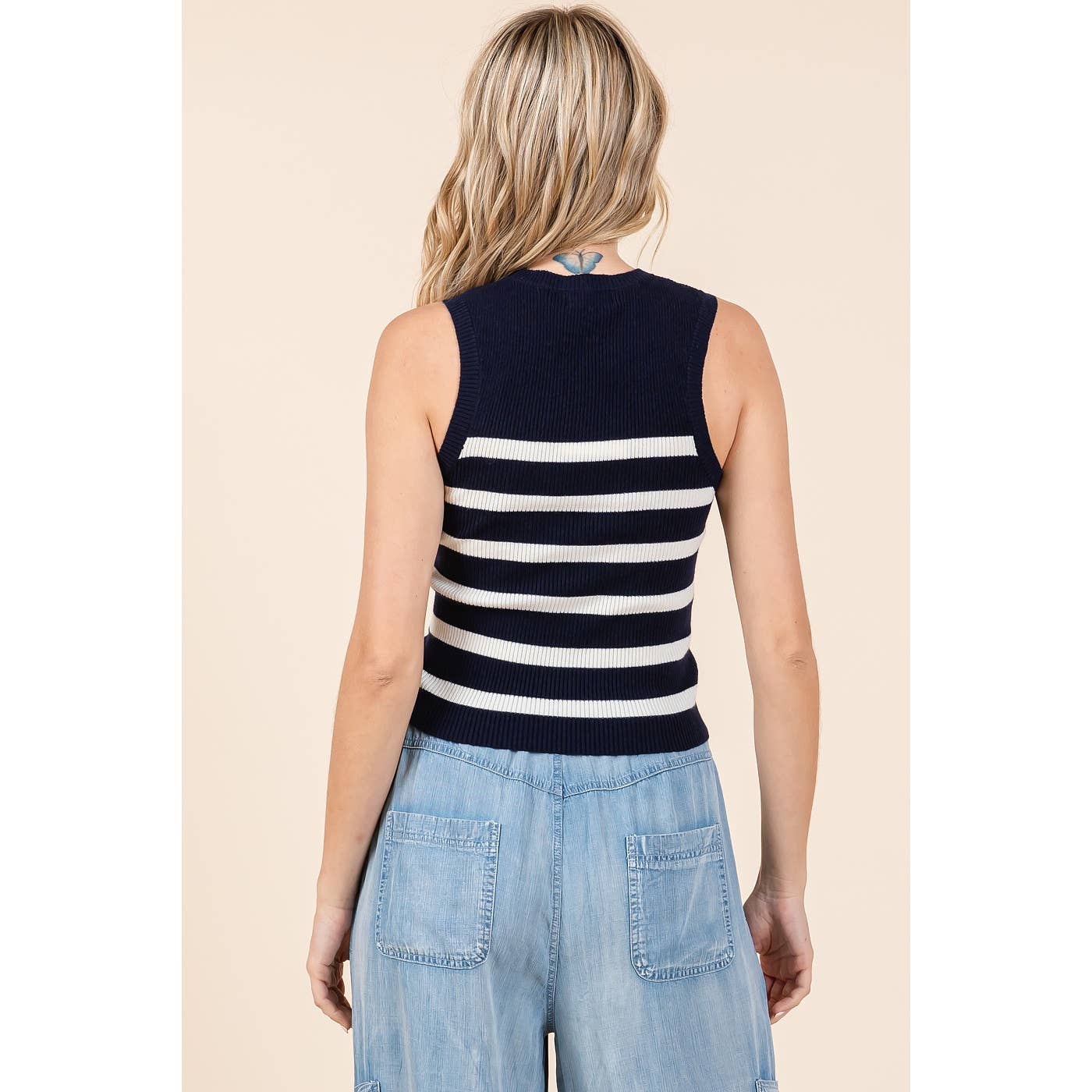 mittoshop – Engroshandel Pullover - Dame – STRIBET PRINT SWEATER STRIKKET TANK TOP8