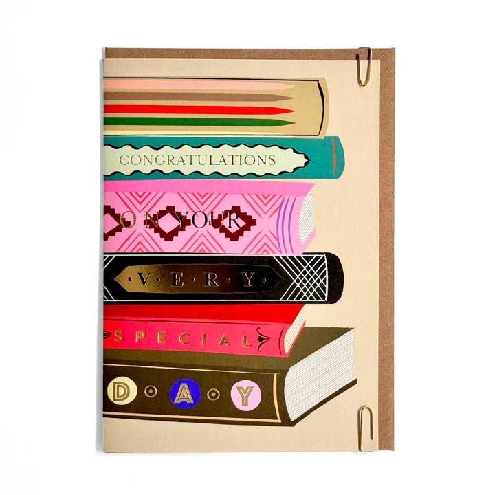 Decorative Book Foiled Congratulations Card for wholesale by Pavilion