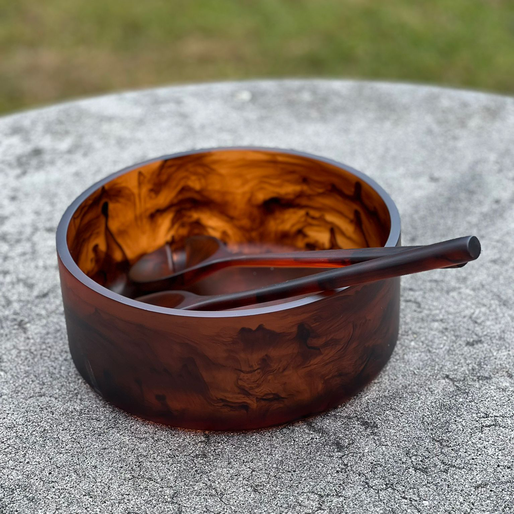 Boker-Tov Shalom - Wholesale Serve Bowl - Resin Brown Swirl Salad Bowl Small1