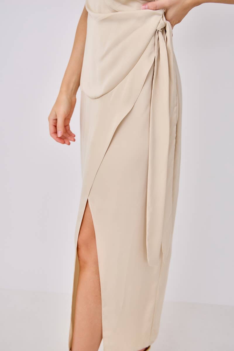 Peace Love Line – wholesale Klänning - Dam – PM1015 - SOLID VÄVD MIDIKLÄNNING MED SLITS11