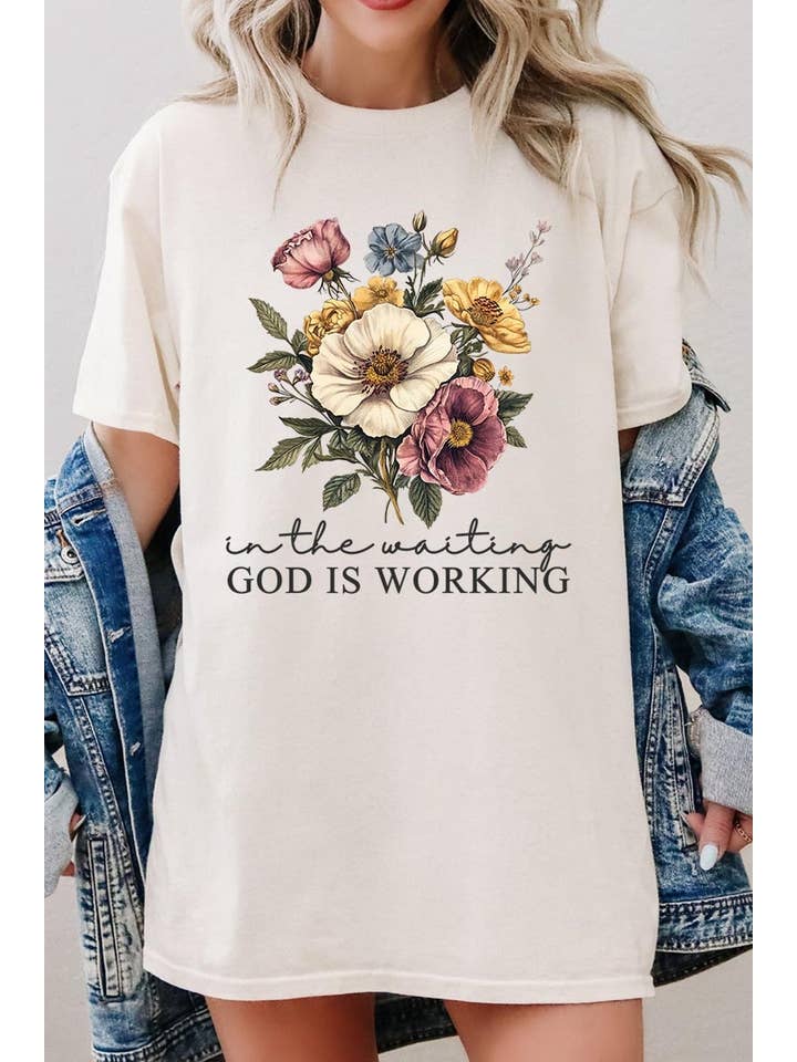 COLORBEAR - Wholesale T-shirt (graphic) – unisex - God is Working Vintage Floral Heavy Cotton Tee17