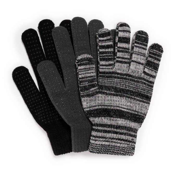 Muk Luks - Wholesale Gloves - Women's - MUK LUKS Women's 3 Pair Pack Basic Grip Dot Gloves6