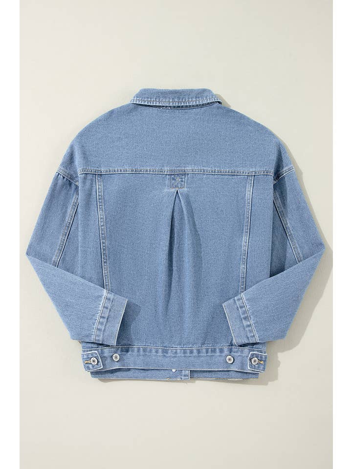 66DISCO - Wholesale Denim Jacket - Women's - Stripe Washed Oversize Pocketed Denim Jacket (S-XL)15