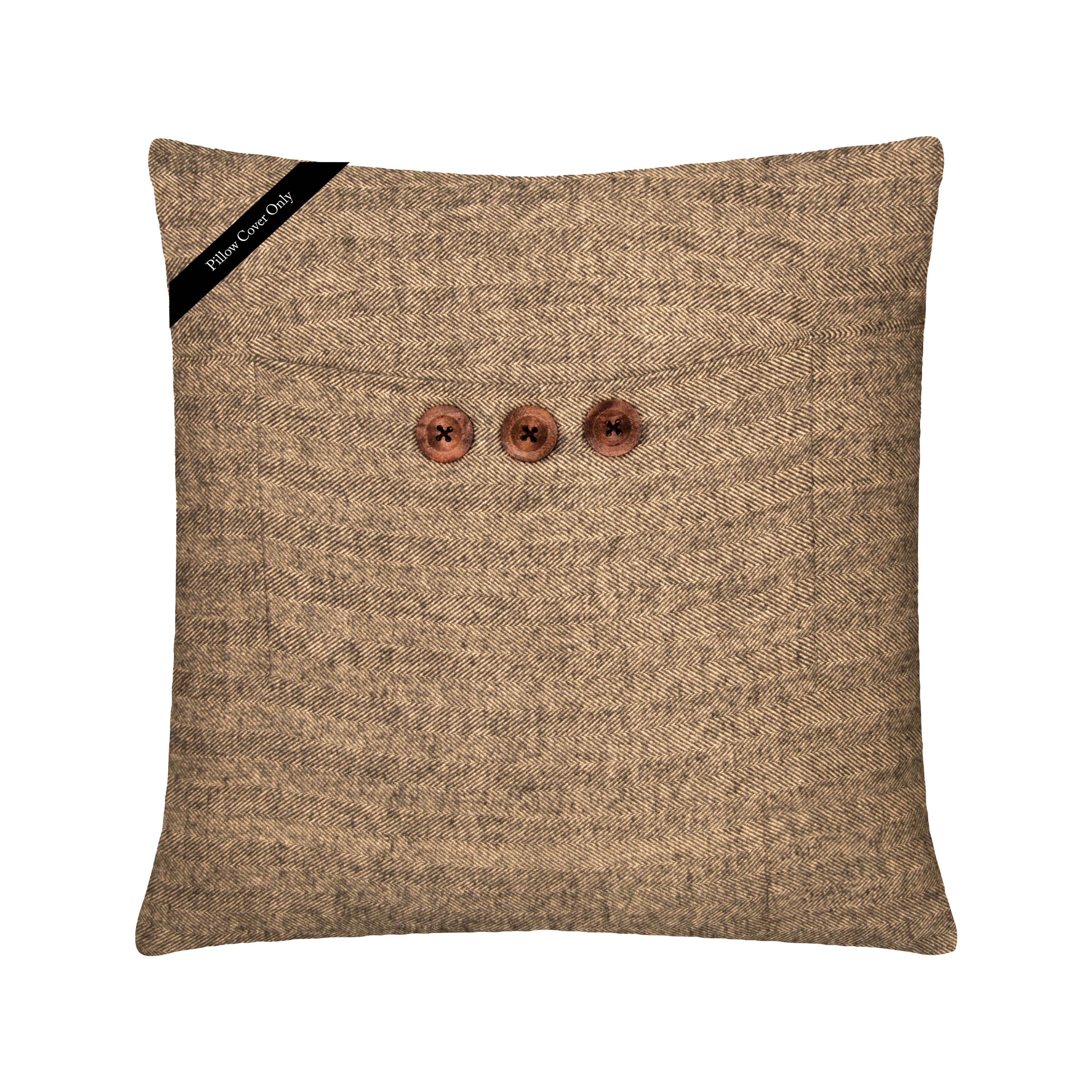 Heritage Lace - Wholesale Throw Pillow Cover - Highland 18x18 Tan Black Cotton Pillow Cover1