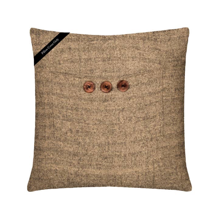 Heritage Lace - Wholesale Throw Pillow Cover - Highland 18x18 Tan Black Cotton Pillow Cover1