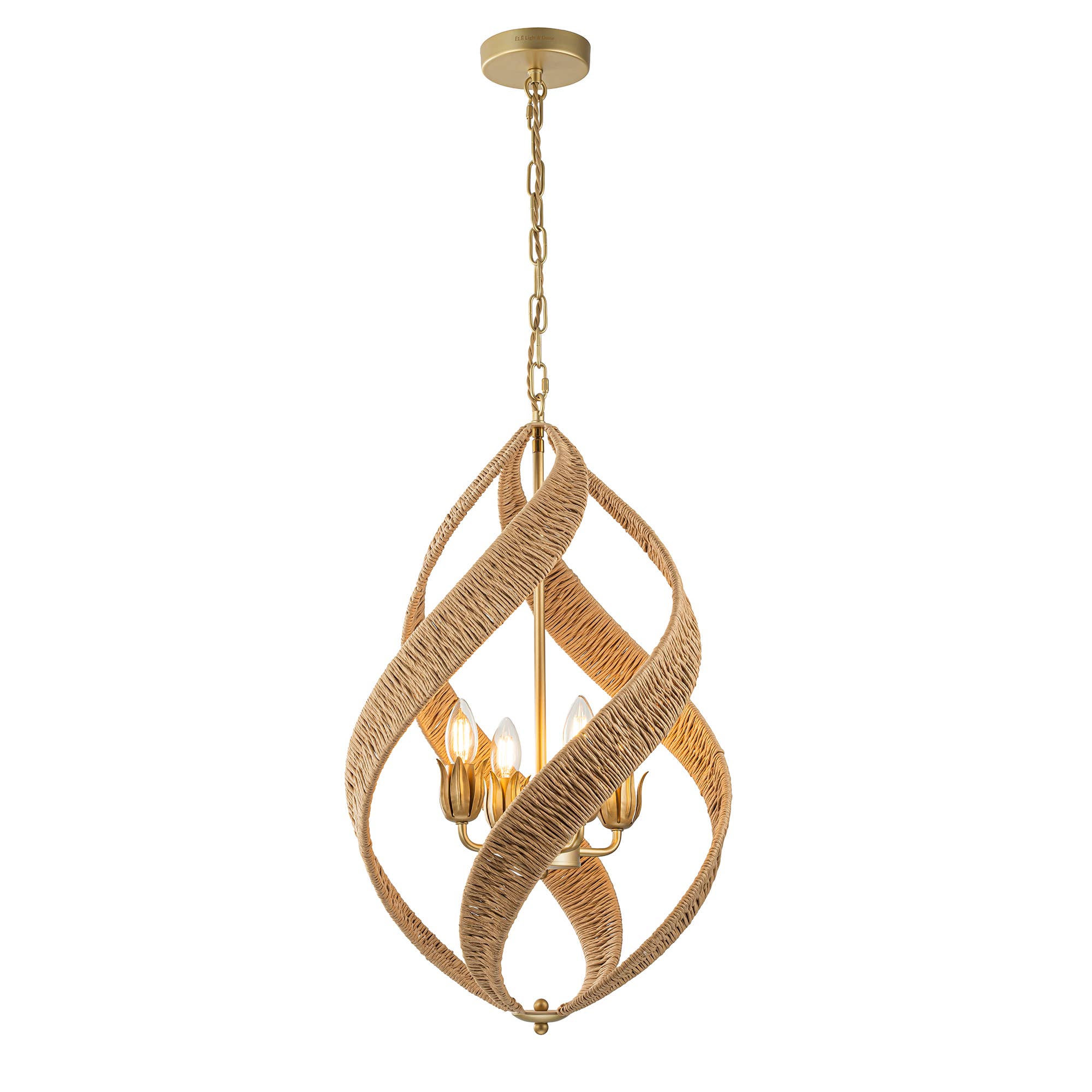 ELE Light & Decor - Wholesale Chandelier/Hanging Light - Elin 4-Light Contemporary Rattan Chandelier2