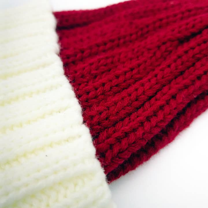 Snazzy Santa - Wholesale Newborn/Knit Hat - Baby - Coarse Knitted Baby Santa Hat - Classic Red and White3