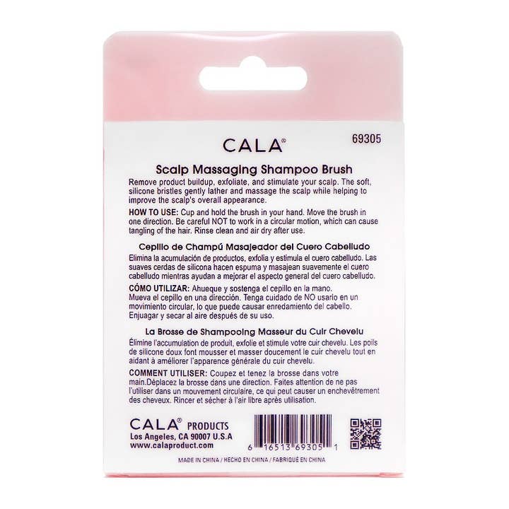 PINEAPPLE Beauty - Wholesale Hair Brush/Comb - CALA 69305 PINK Scalp Massaging Shampoo Brush - 6pc