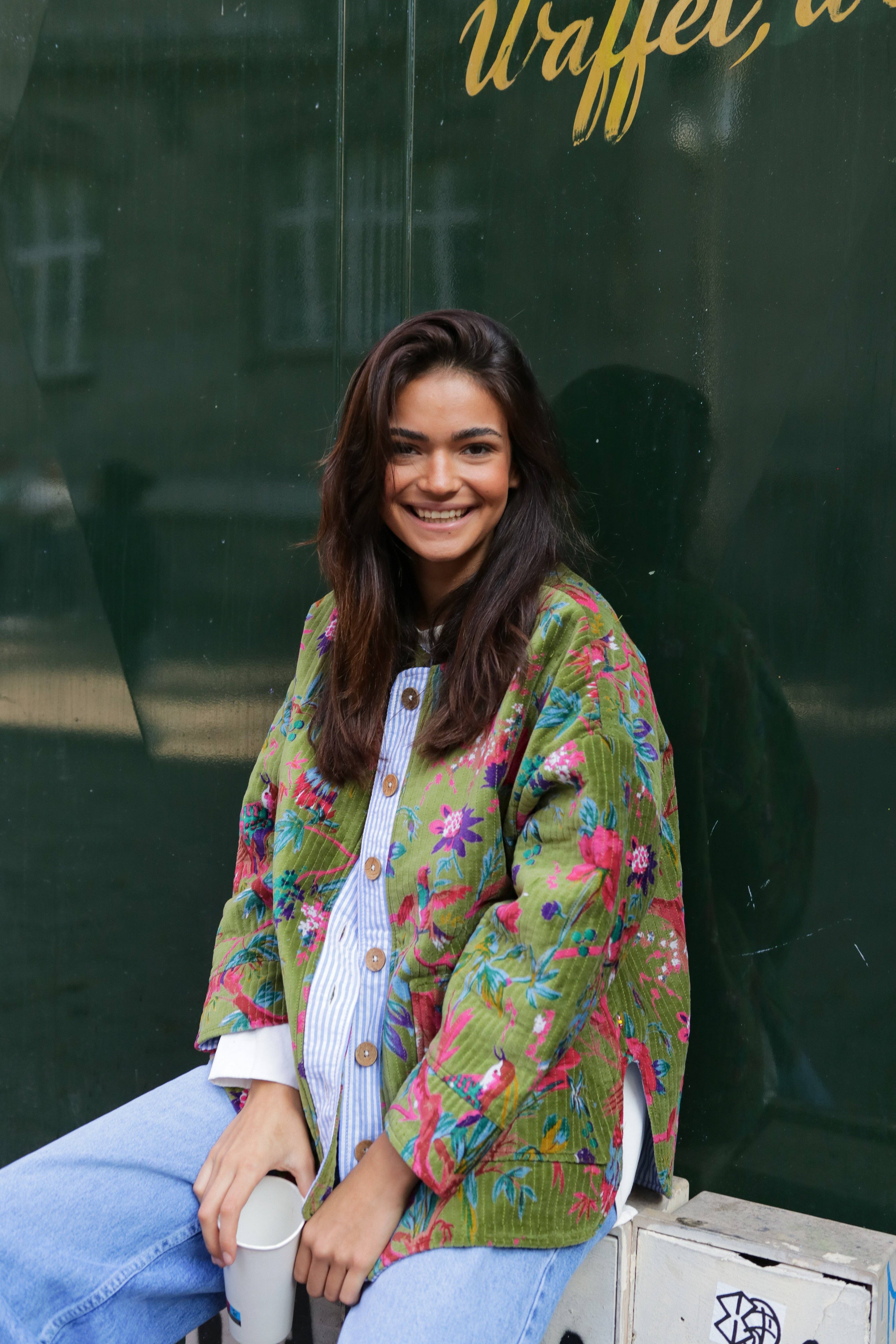 The Corner - Wholesale Jacket - Women's - Quilted velvet jacket in Green Garden1