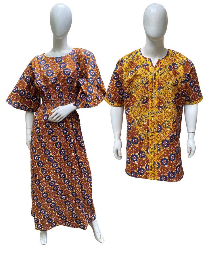 Lång maxiklänning med klockärmar & afrikansk broderad dashikiskjorta för wholesale av Satsuma Wholesale
