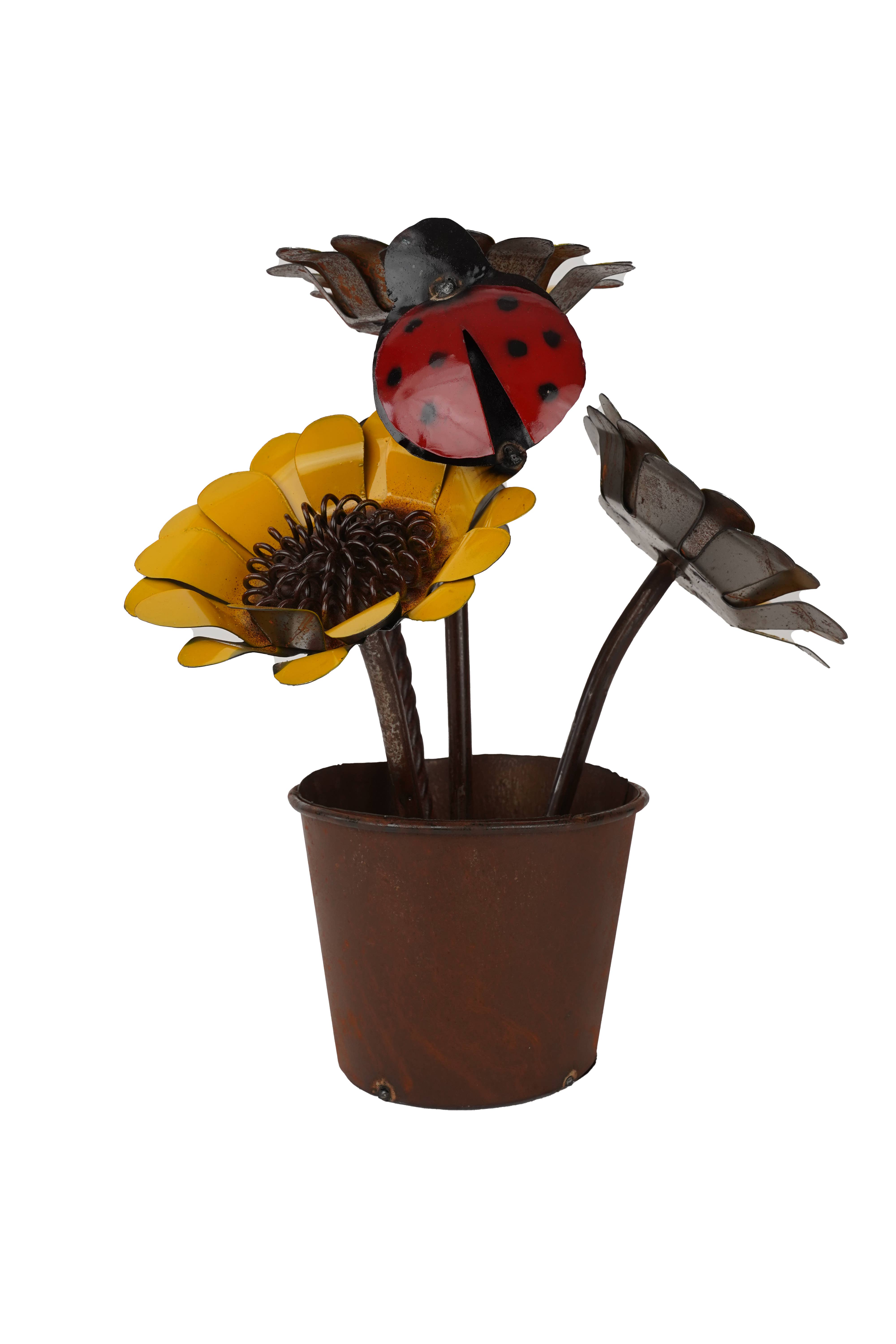 My Amigos Imports - Wholesale Plant Pot - Colorful Sunflower Planter-Garden-Metal-16x14 inch-Colorful5