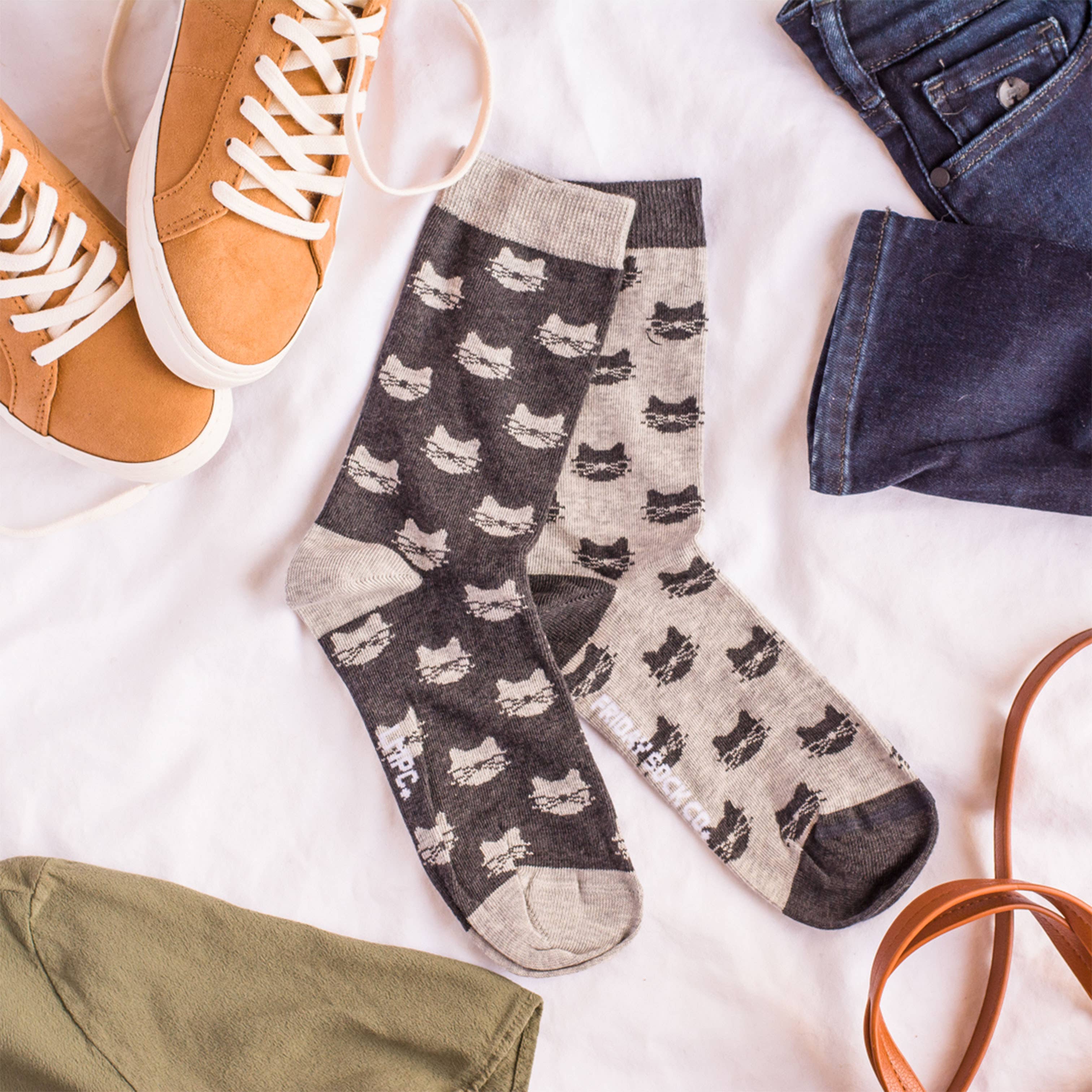 Friday Sock Co. - Wholesale Socks - Women's - Women’s Inverted Grey Cat Socks2