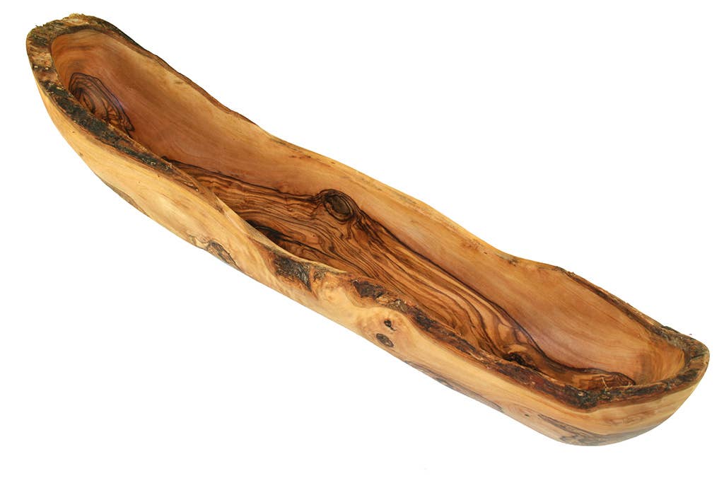 olivenholz-erleben – Tigela de servir por atacado – Tigela de pão de madeira de oliveira de aproximadamente 40 a 45 cm6